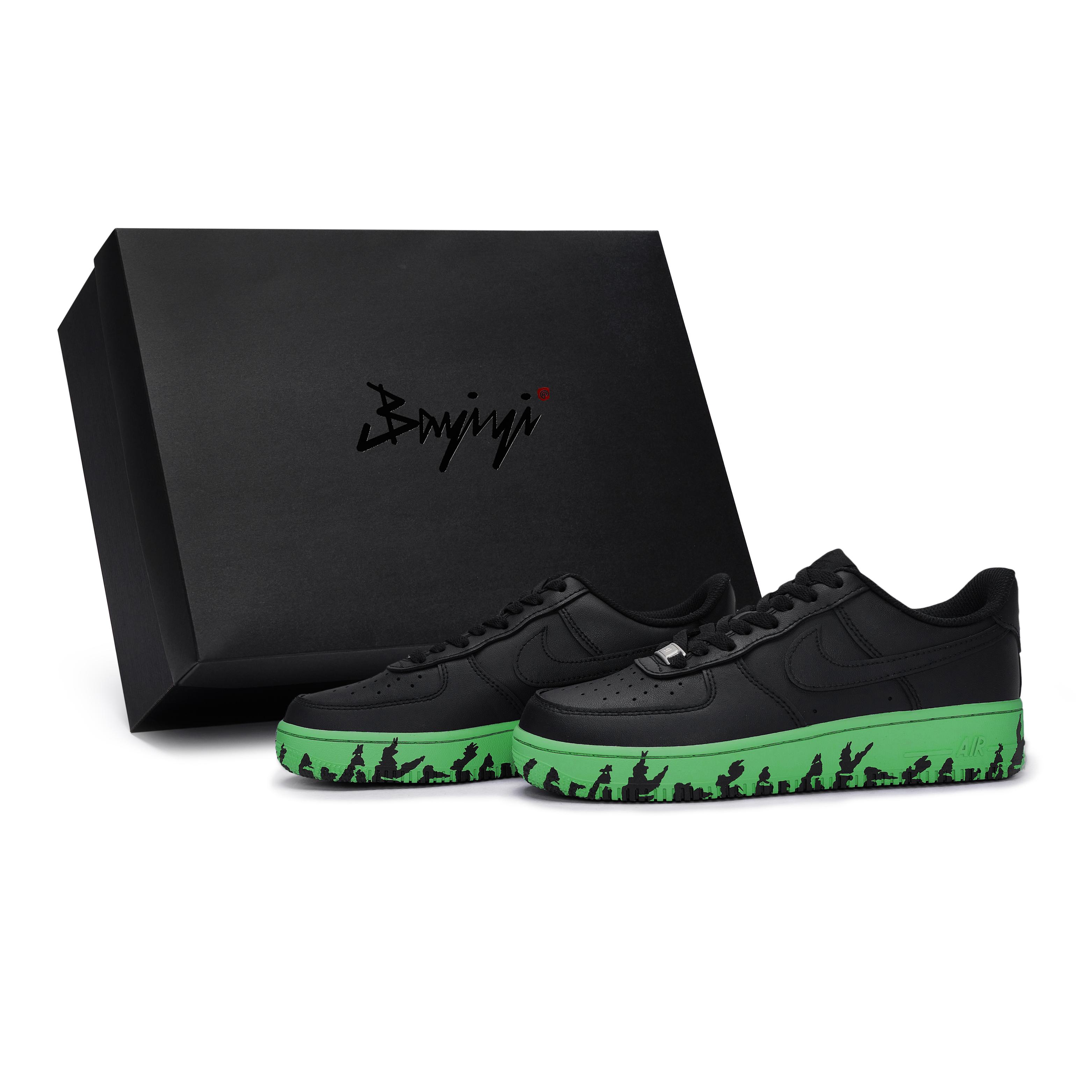 

Nike Air Force 1 Skateboard Shoes Unisex Low Top Black/Green CW2288-001(Team80-S-BOX) 37.5