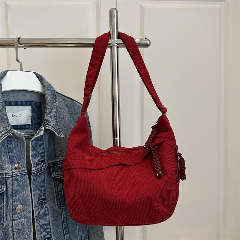 Women's Trendy Autumn 2025 Corduroy Shoulder Bag - Large Capacity Crossbody for Versatile, Casual Commutes