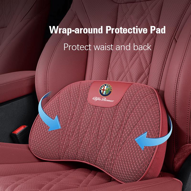 Ice Silk Car Seat Covers Auto Headrest Neck Pillow Lumbar Support For Alfa Romeo Giulietta Mito 159 Giulia Stelvio 156 147 Tonal