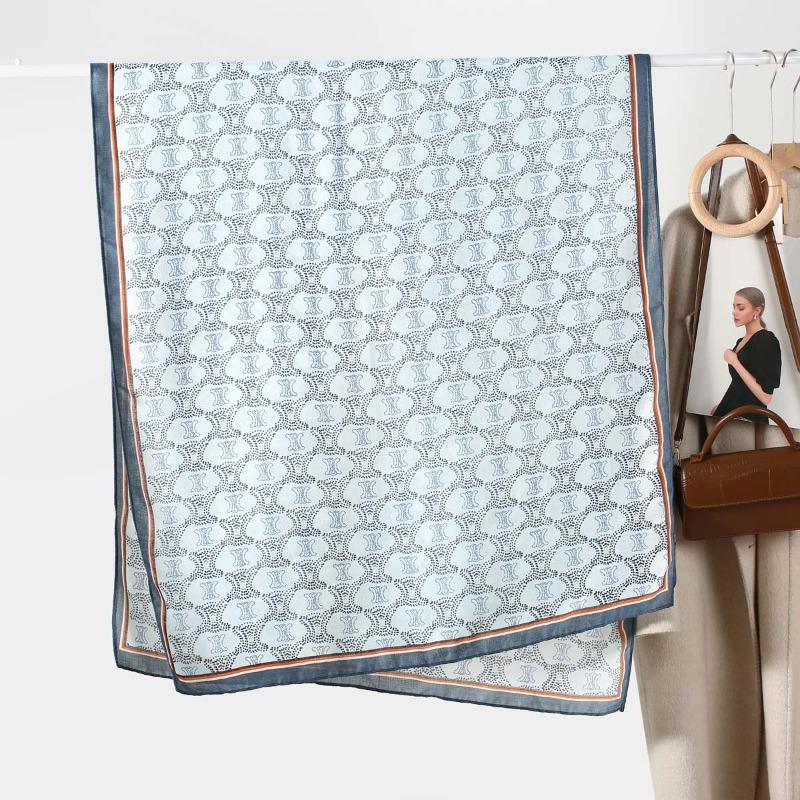 New big-name fashion silk scarf thin cotton and linen feel scarf women's autumn and winter versatile long yarn shawl dual-purpose