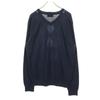 Lacoste One-point Logo Argyle Pattern Long Sleeve V Neck Sweater 3 Navy Men's Used