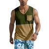 Men Sleeveless Casual Tank Top with Wide Shoulder Straps Chest Pocket and Panel Design for Everyday Wear