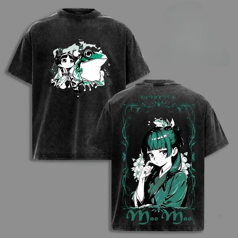 

Футболка с принтом Маомао Аниме Дневники аптекаря Одежда Мужская Женская Выстиранные футболки Футболка с коротким рукавом Харадзюку Хлопковая футболка XXL чёрный