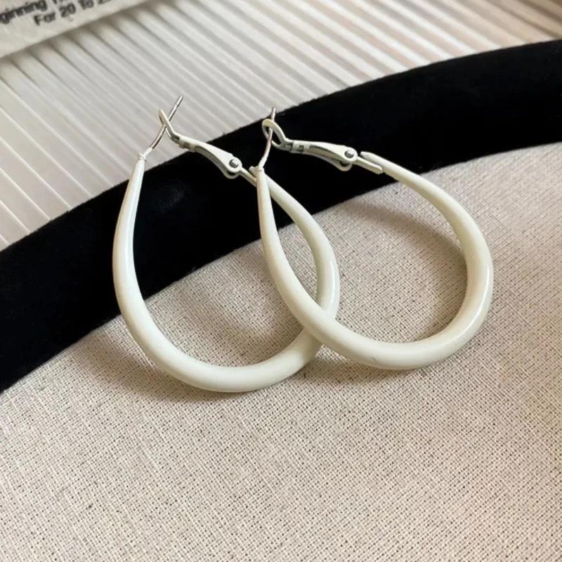 Silver Needle Sweet Color Geometric Oval Water Drop Earrings Small Fresh Earrings Temperament Dopamine Earrings 925 silver needle