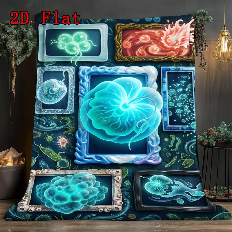Microbial Artistry 2D Flat Pattern Flannel Blanket, High Quality All Seasons, Home Decor, Warmth and Comfort, Perfect for Christmas Gifts.