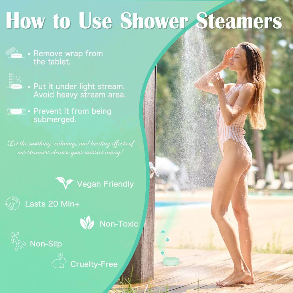 PHATOIL 8Pcs Essential Oil Shower Steamers Set for Refreshing & Relaxing, Natural Aromatherapy Shower Steamers for Self Care