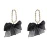 925 Silver Needle Diamond Velvet Bow Earrings - Elegant Heart Studs for Women