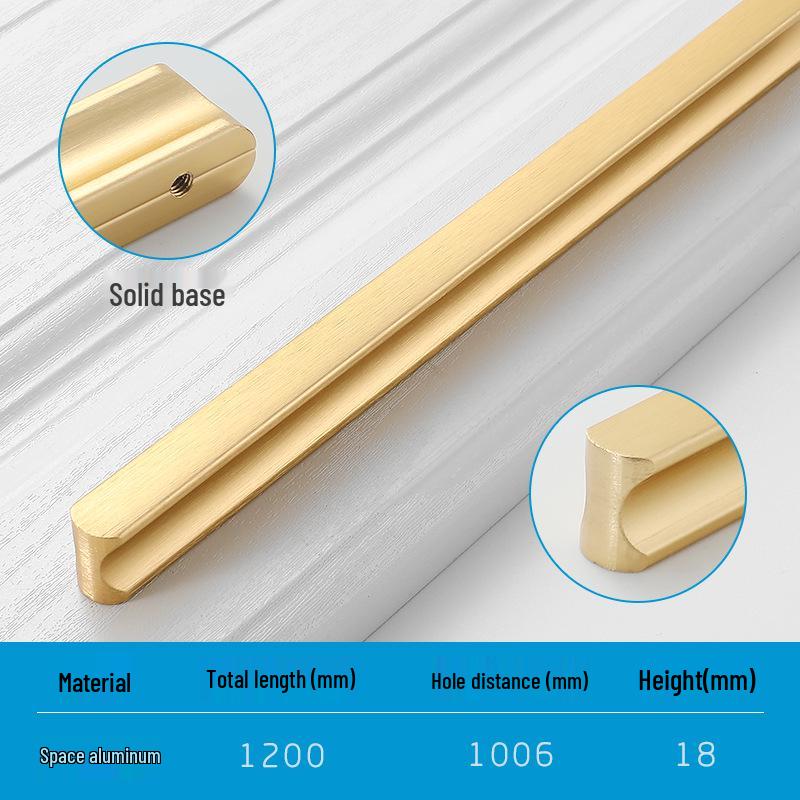 Modern Minimalist Gold Cabinet Handle, Light Luxury I-Shaped Black Drawer Pull
