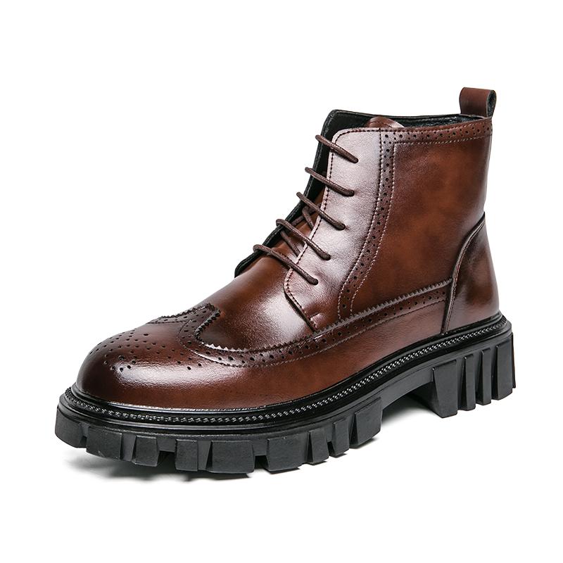 

Мужские коричневые кожаные ботинки челси с толстой подошвой, ботинки для альпинизма и походов, удобные, модные, трендовые, ботинки для карвинга 44 коричневый