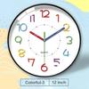 Mute Early Education Wall Clock Round Learning Wall Hanging Clock Electronic Color Clock  Office