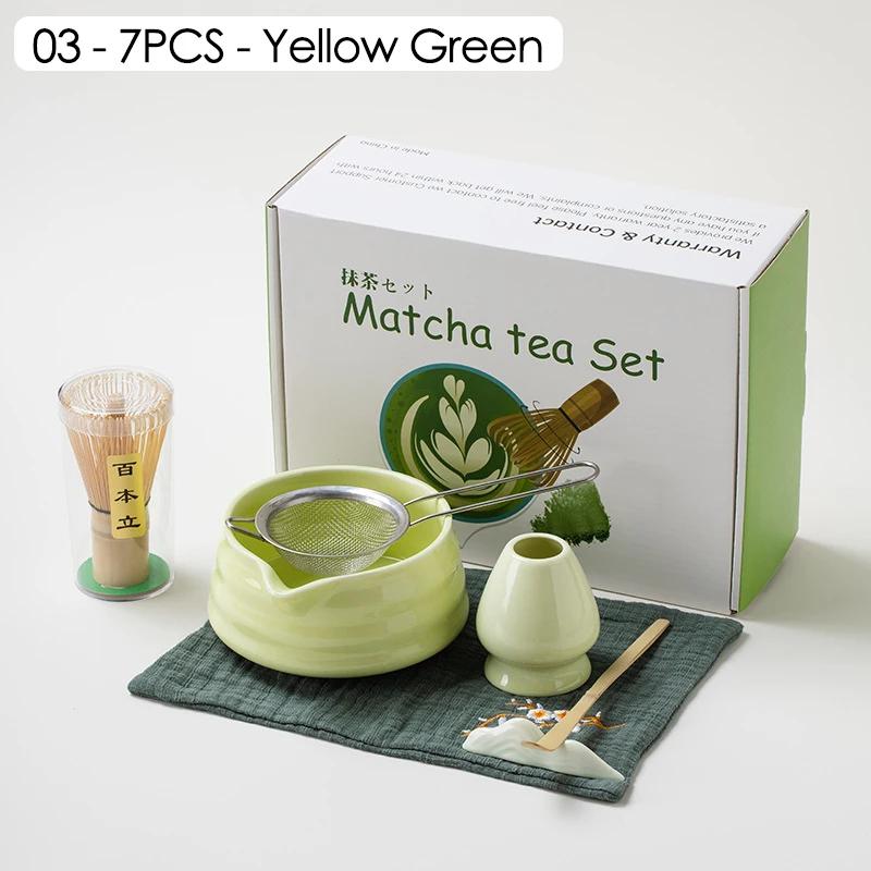 4/5/7/8 PIÈCES Boîte Cadeau Matcha en Céramique Japonaise Set de Thé Matcha avec Fouet en Bambou Pinceau Matcha Cuillère à Thé pour Outils de Bricolage pour la Préparation du Thé