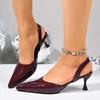 Fashion New Women's Pumps Footwear Elegant Women Heeled Shoes Fashion Buckle Strap Female Pointed Toe Slingbacks Ladies High Heels Shoes