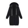Plus Size Solid Color Casual Thicken Hooded Women Zip Up Long Sweater Coat