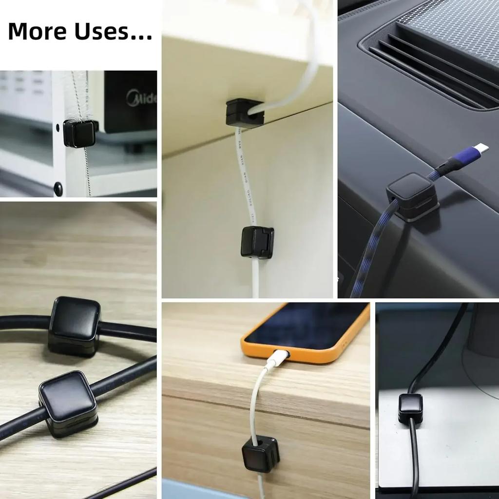 Magnetic Cable Clips Cable Smooth Adjustable Cord Holder Under Desk Cable Management Wire Keeper Cable Organizer Holder