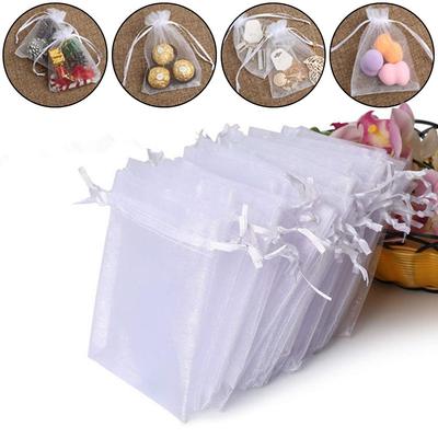 25Pcs Wedding Party Gift Bag Drawable Organza Gauze Sachet Christmas Favor Jewelry White Pouches Candy Packing Supply