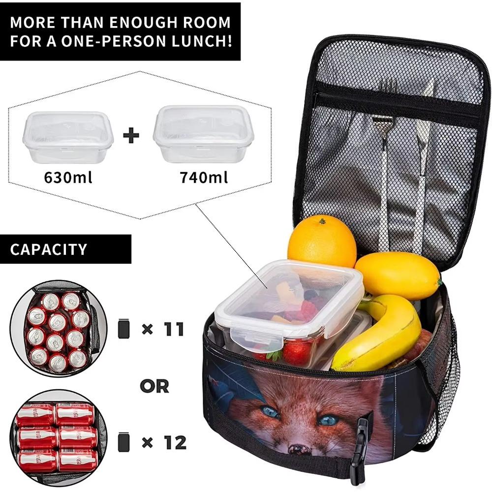 The Fox Hid In Leaves Insulated Lunch Bag Portable Lunch Box Cooler Tote for Boys Girls Adults