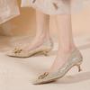 Fashion Bride Wedding Shoe Pointed Toe Shoes for Women Low Heel Elegant Woman Pumps Stilito Fashion Slip on Non Spring Beau Today Dress
