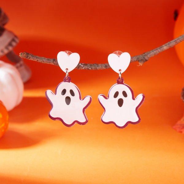 Cute Halloween Ghost Drop Earrings for Women Girls Fashion Little Ghost Hoop Earring Party Festival All Saints' Day Jewelry Gift