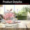 2D Flat Cherry Blossom Acrylic Desktop Decoration, Pink Flowers & Green Leaves, Home Decor Plaque Hanging Wall Art Decorative Garden Decoration for Ro