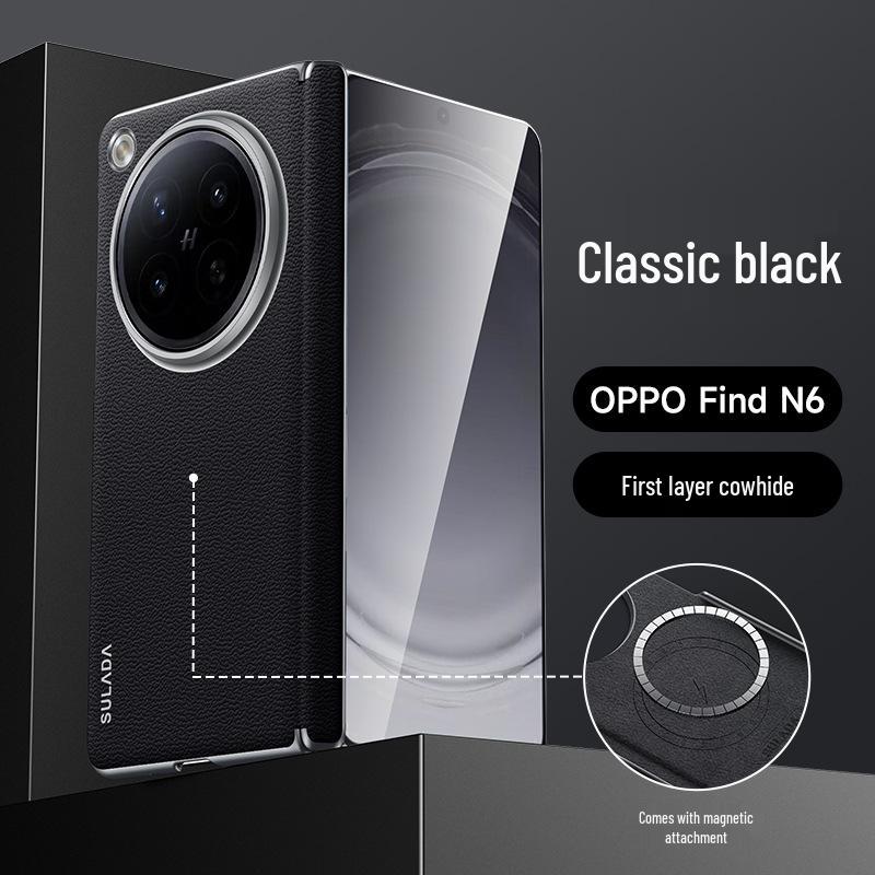 OPPO Find N6 Genuine Leather Magnetic Hinge Case Anti-Drop Full Coverage OPPO Find N6