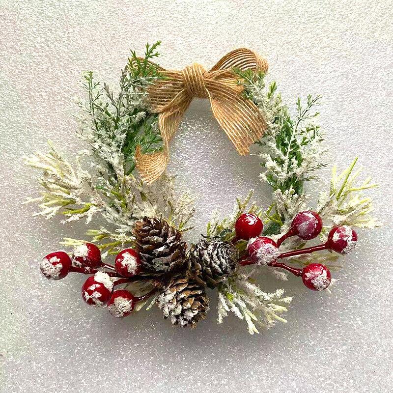 Jul Vindu Bær Furu Liten Krans Hengende Dekorasjoner XMAS Hjem Girlander