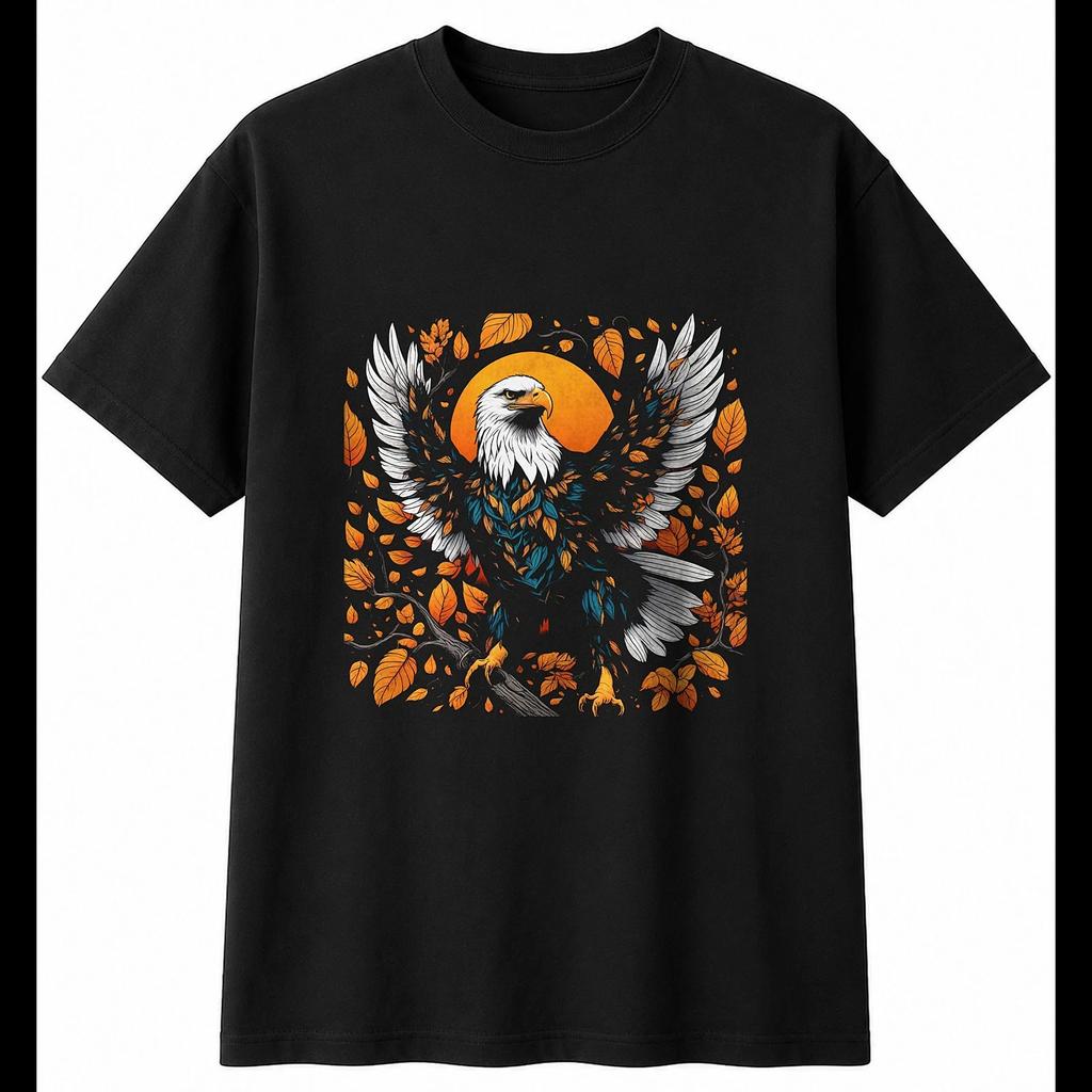 Eagle Detailed Bird Mens T-Shirt Black 100% Cotton Wildlife Printed Nature