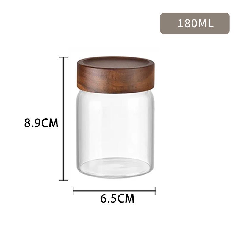 Airtight Glass Storage Jar with Acacia Wood Lid - Thick Transparent Jar for Grains and Cereals