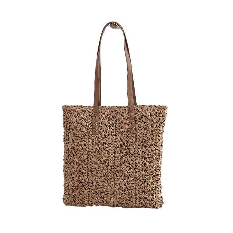Casual Woven Beach Straw Handbags Luxury Designer Women Shopper Vacation Shoulder Bag Ladies Summer Large Capacity Tote Purse