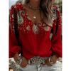 Printed retro western-style shirt, V-neck women's long-sleeved top, Bohemian-style fringed sleeve design, suitable for casual wear and vacation