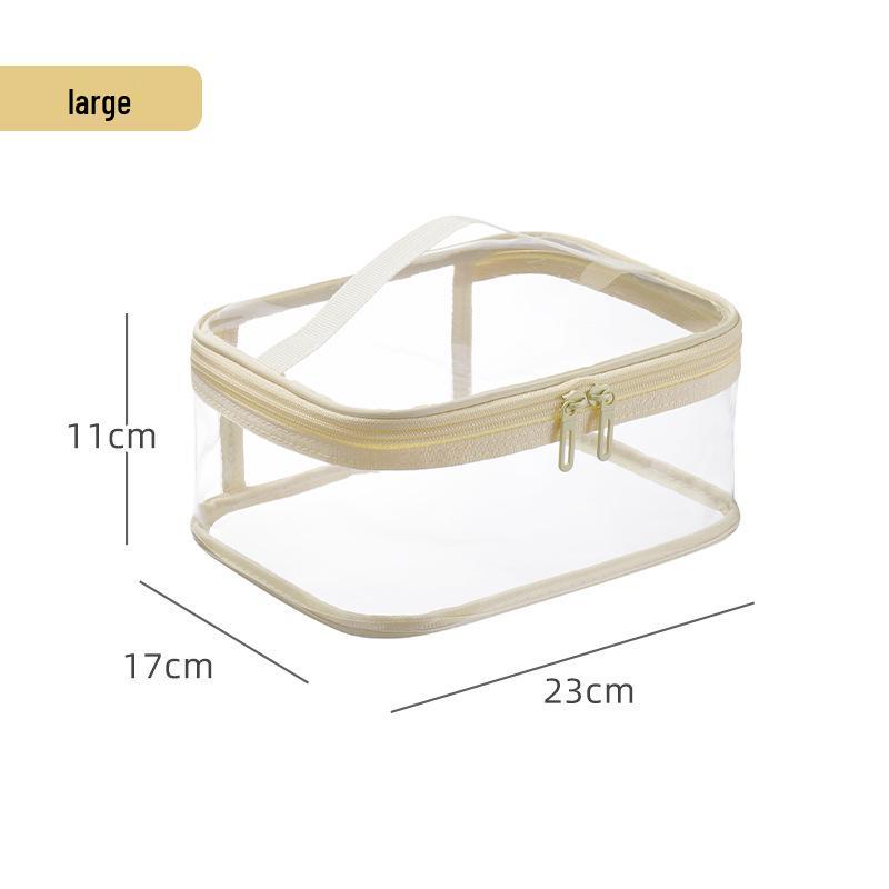 Thickened Transparent Travel Makeup Bag with Customizable Logo - Three-Dimensional Handheld Toiletries and Lipstick Storage.