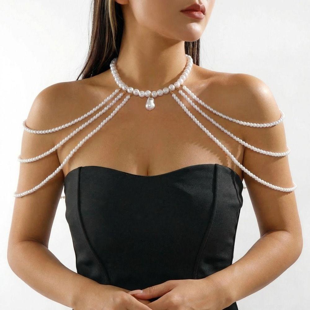 Mehrschichtige Körperkette Schmuck Goldkette Schulter Körperkette Hochzeitsanlässe