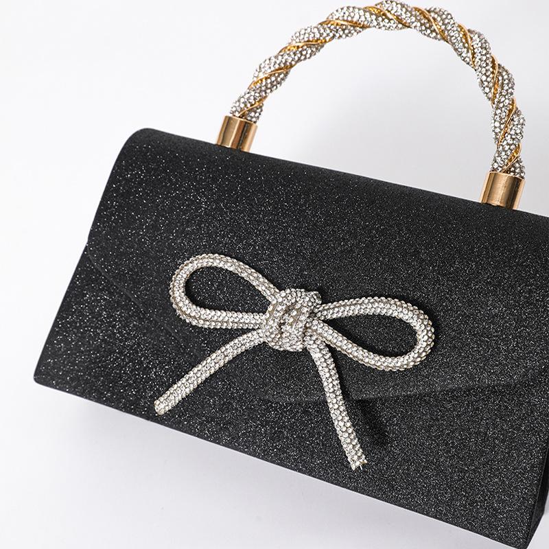 New High-Grade Banquet Clutch Bag Versatile Diamond Bow Chain Crossbody Evening Dress Purse