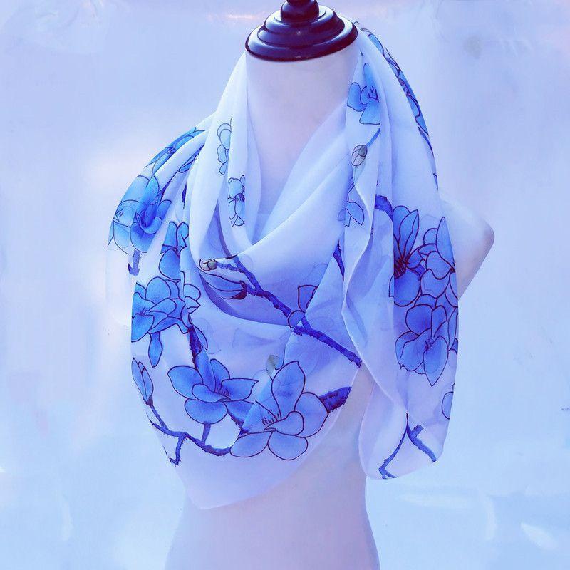 New Fashion Scarf 90 * 90 Square Scarf Chiffon Thin Scarf Sunshade and Sunscreen Headcloth Silk Scarf for Women