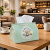 1pc Kawaii Cottagecore Animal Tissue Box - Puppy Cupcake Border Napkin Storage Box, Suitable for Rolls/Facial Tissues/Single Sheets, Two Sizes Availab