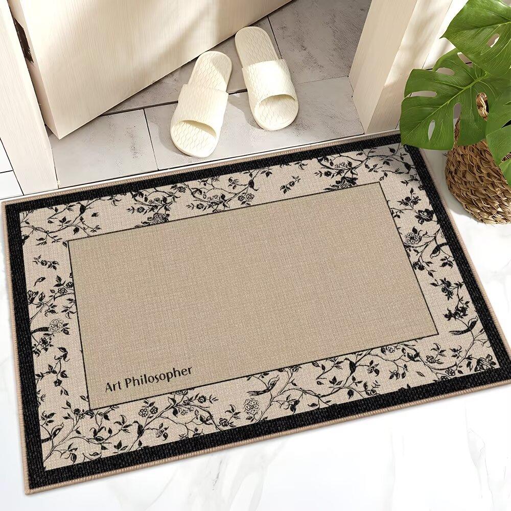 French Linen Entrance Door Porch Floor Mat Bathroom Toilet Door Dirt-Resistant Non-Slip Strong Absorbent Foot Pad Carpet