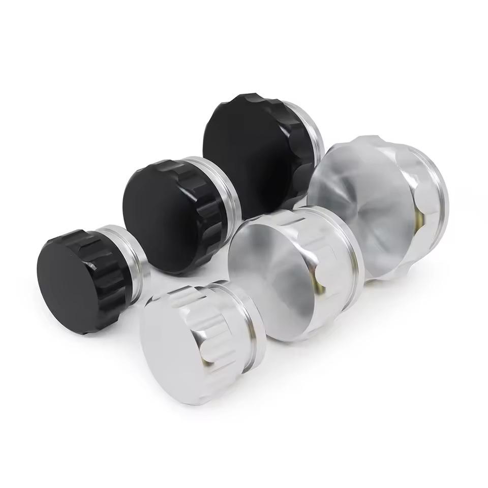 Tampas de Tanque de Combustível e Água de Alumínio Preto e Prata para Modificação de Carro: 1, 1,5, 2 Polegadas