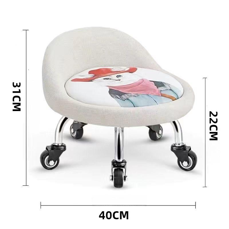 Household Mobile Universal Wheeled Stool Thickened Frame Round Pulley Stool Portable Low Swivel Chair Tool
