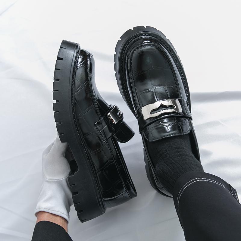 Fashion Loafer Thick Bottom Men's Retro and  Design Styles 38-46 Adult Casual Business Leather Shoes Fashion Black Brown Hot