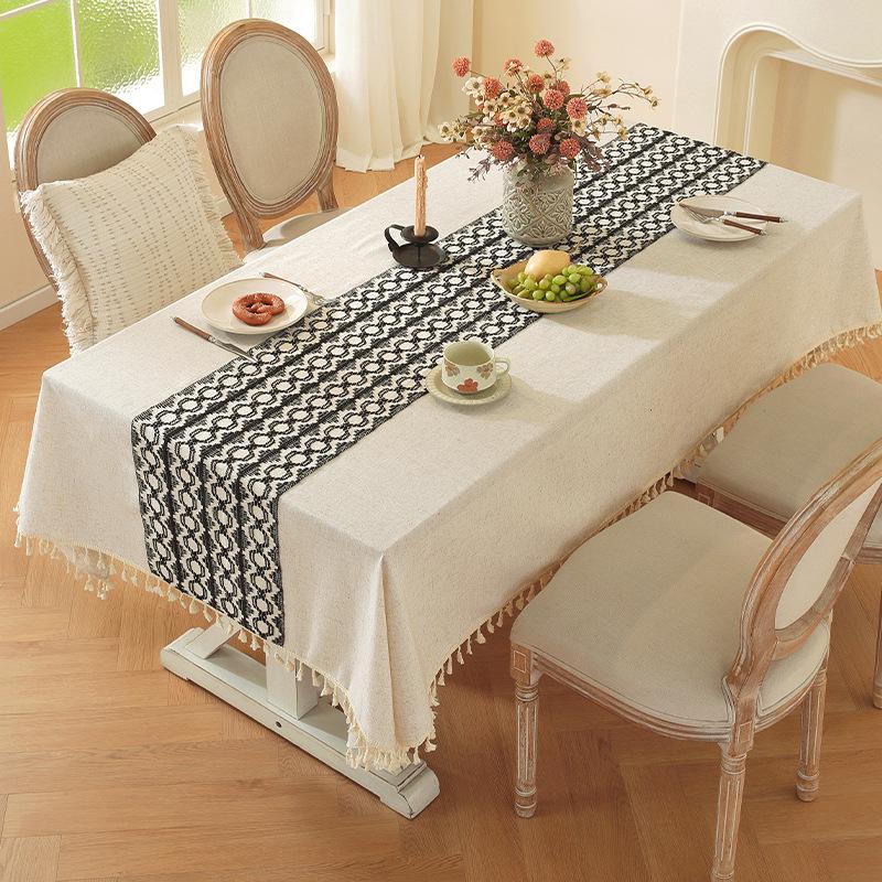 Tischdecke Polyester Hanf Schlichtes Temperament Hohlnaht Rechteckig Hochwertig Retro Kaffeetisch Esstisch Abdeckung Tuch Punkt