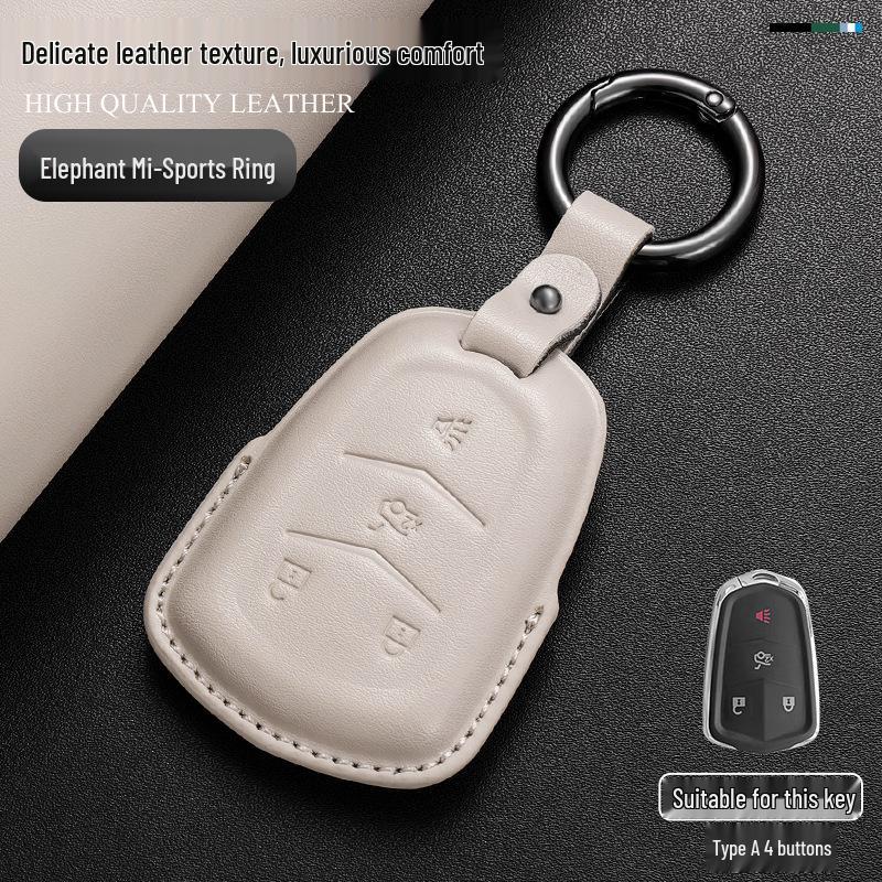 Genuine Leather Key Case for Cadillac: Compatible with CT6, XT5, XT4, XT6, CT4, CT5, XTS, GT4, and ATSL Models.
