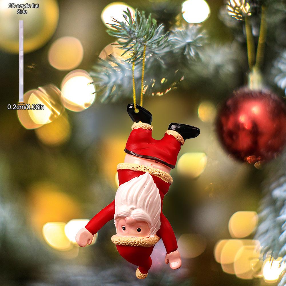 Segno Acrilico Vintage Resina Carina Babbo Natale Babbo Natale Albero di Natale Festa Decorazioni da Appendere Divertente Babbo Natale Rosso Ornamenti Fai-da-te per Decorazioni Casa Stanza