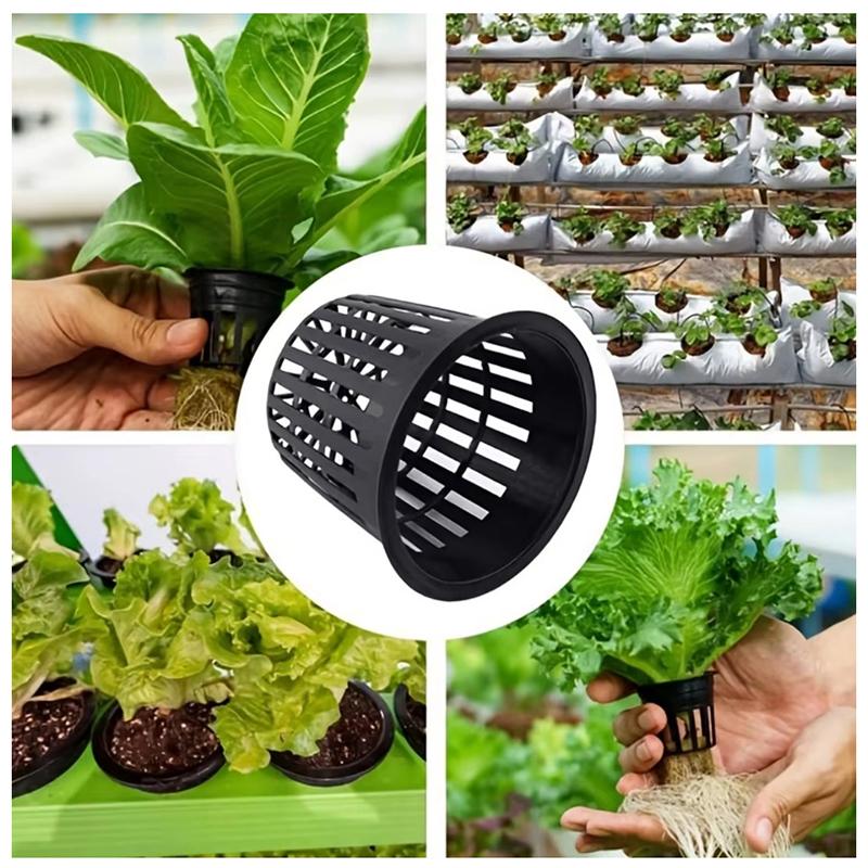 10Pcs Reusable Hydroponic Mesh Cover Hydroponic Planting Basket Plant Seedlings Planting Plastic Mesh Pot Garden Supplies