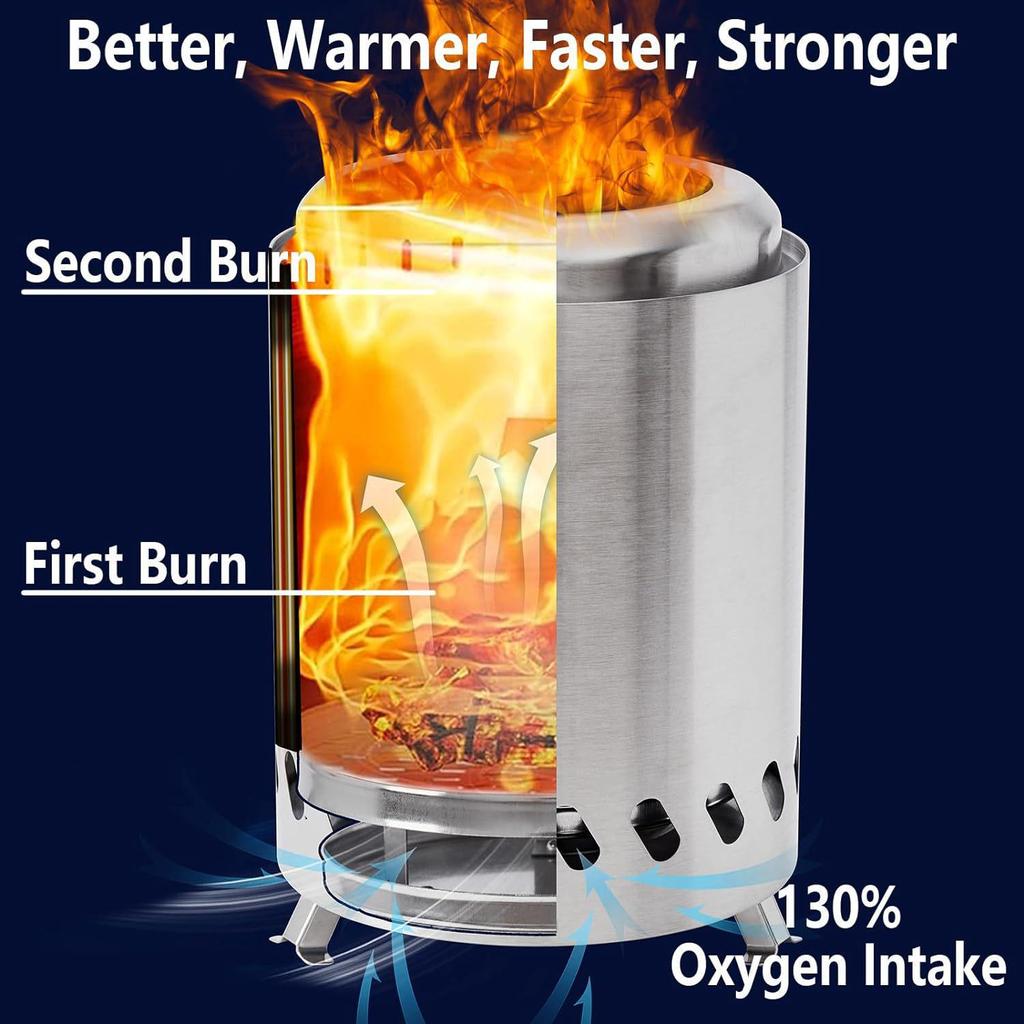 Stainless Steel Portable Wood Stove: Indoor/Outdoor & Smokeless