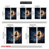 2pcs,2D plane printing Curtains Digital Printed Halloween Witch Flying Square Versatile Fabric (without rod) Versatile All Use