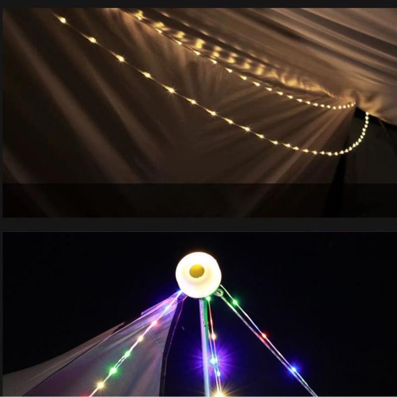 Camping Lamp Light Flashlights Multicolor String Light Waterproof Atmospheres Lamp Tent Light LED Color String Light