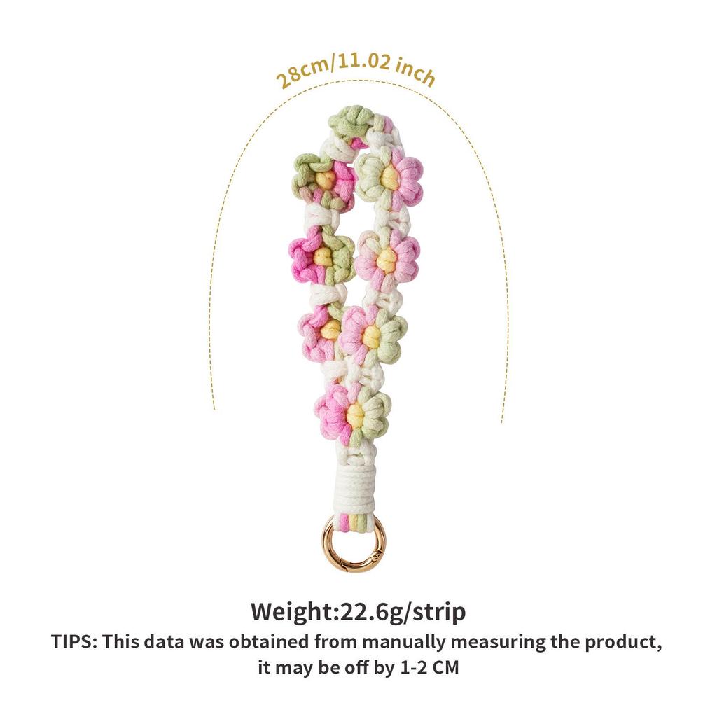 Daisy Flower Phone Lanyard - Handmade Woven Camera Strap & Pendant for Women
