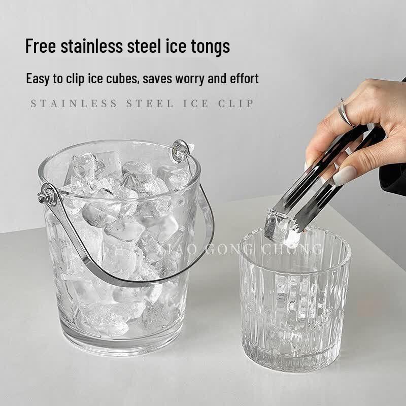 Portable Glass Ice Bucket with Tongs