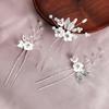 Women Hairpin with Pearl Clay Flower Leaf Hair Accessories Set Lightweight Comfortable Elegant Design For Weddings Parties
