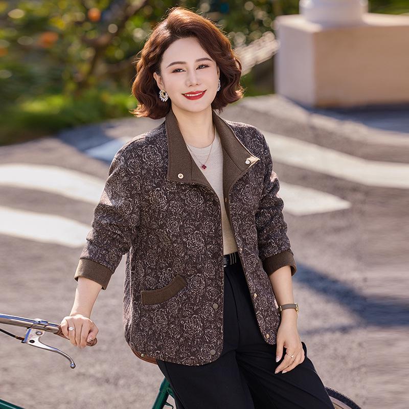 2026 Spring Women s Fashion Printed Windbreaker: Stylish, Loose Fit for Middle-aged Moms 3XL (for 120-135 jin)