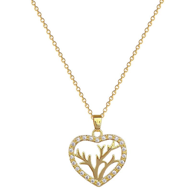 Liebe Hirschgeweihe Leichter Luxus Temperament Wunderschöne Voll-Diamant-Halskette Damen Vielseitige Schlüsselbein-Kette Titanstahl-Kette
